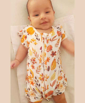 Bamboo Rompers - Half Sleeves - Orchard Oasis