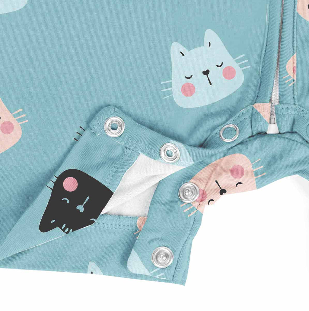 Bamboo Rompers - Half Sleeves - Meow Mix