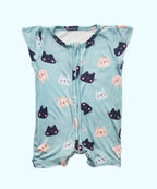 Bamboo Rompers - Half Sleeves - Meow Mix