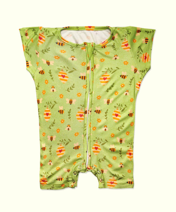 Bamboo Rompers - Half Sleeves - Busy Bees